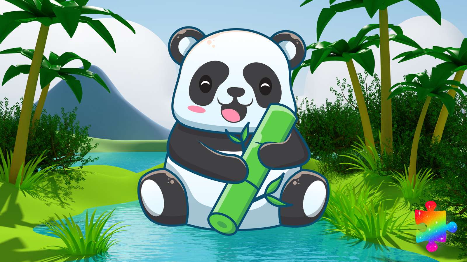 Panda rysunkowa puzzle online