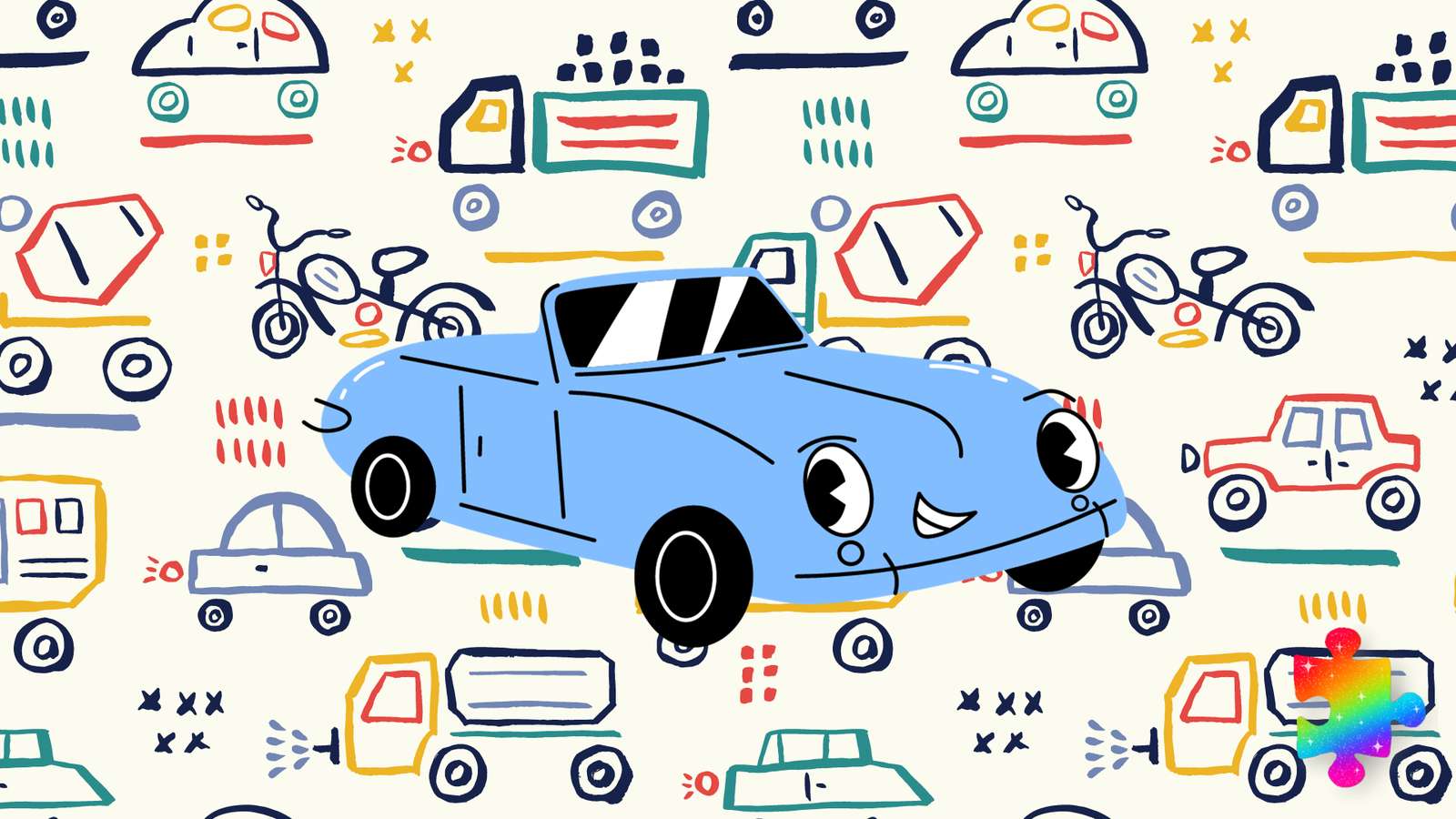 Niebieski samochód puzzle online