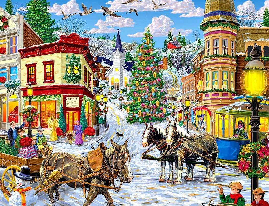 Okres świąteczny w miasteczku puzzle online