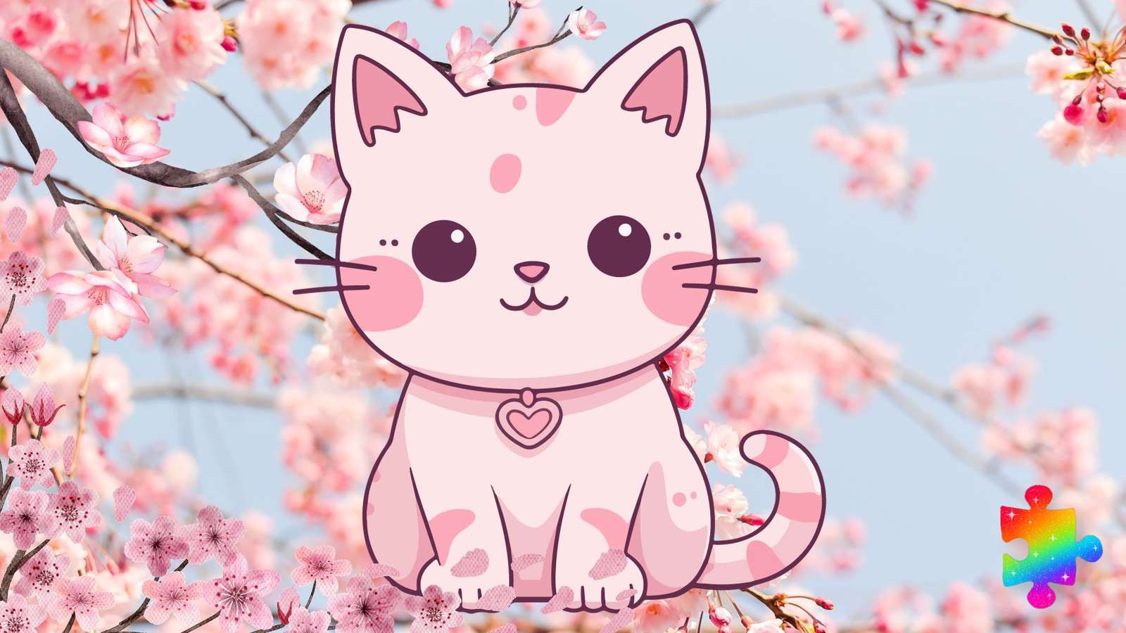 Różowy kotek puzzle online