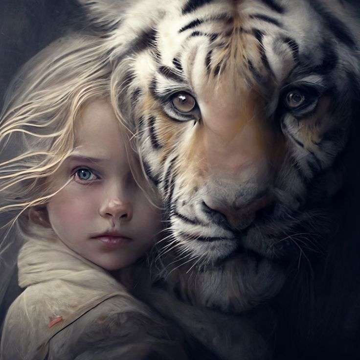 dziewczyna i tygrys puzzle online