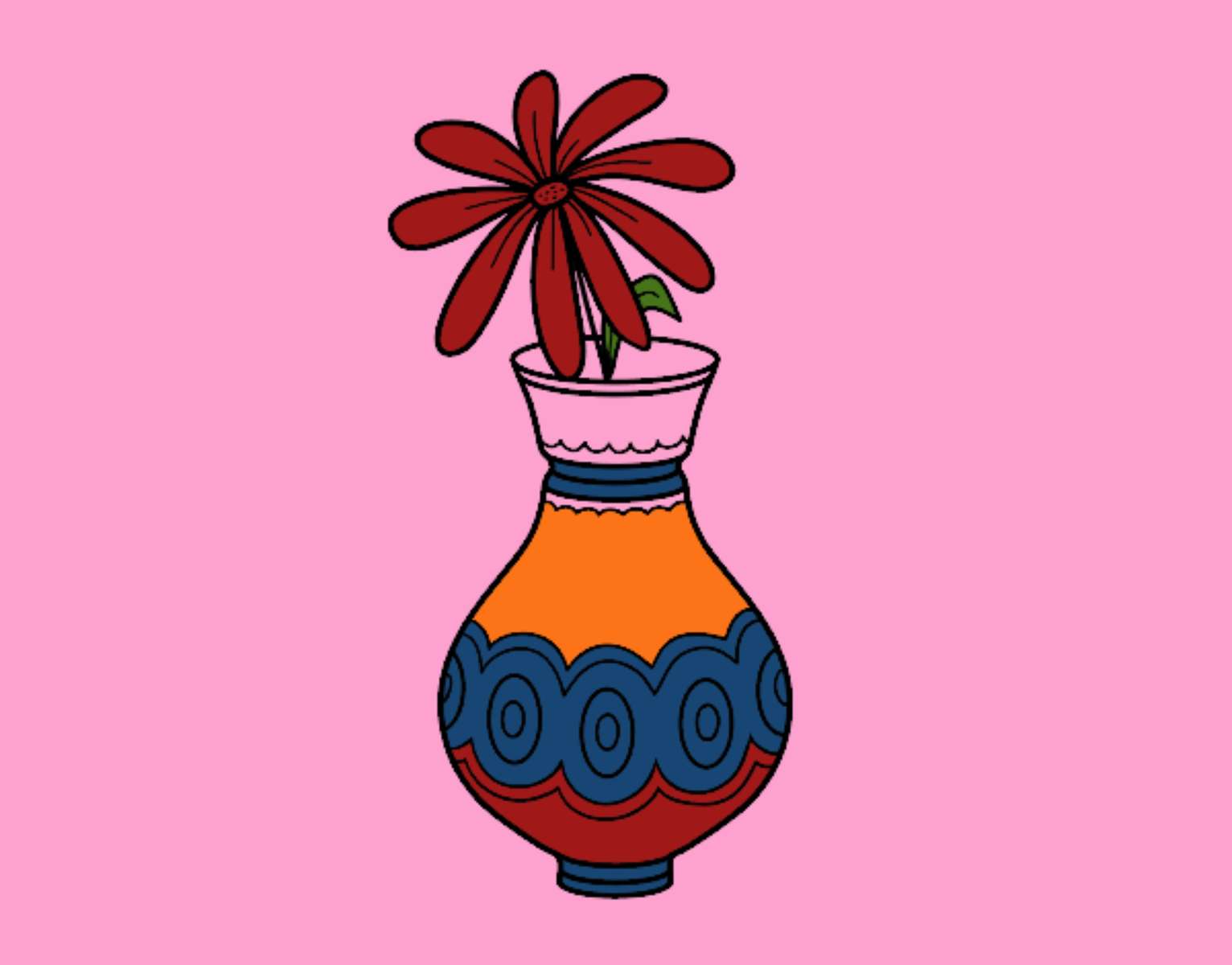 rysunek wazonu z kwiatami puzzle online