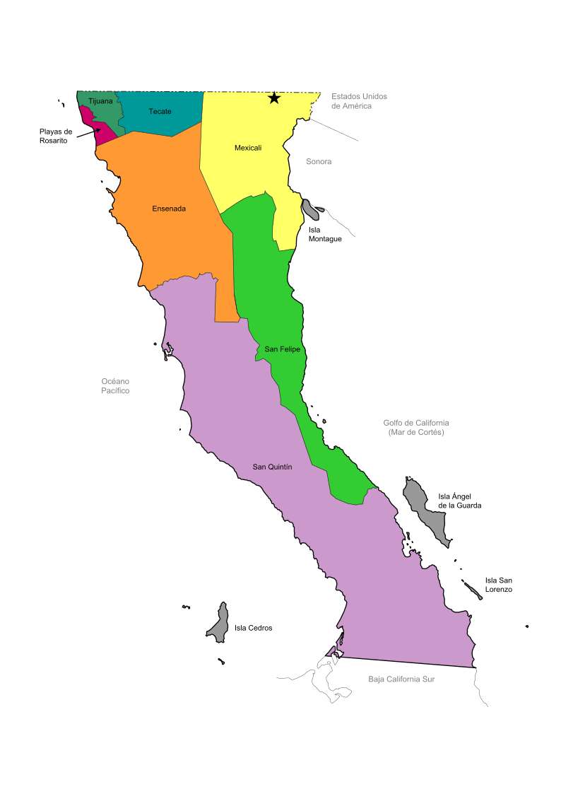 Mapa Dolnej Kalifornii puzzle online