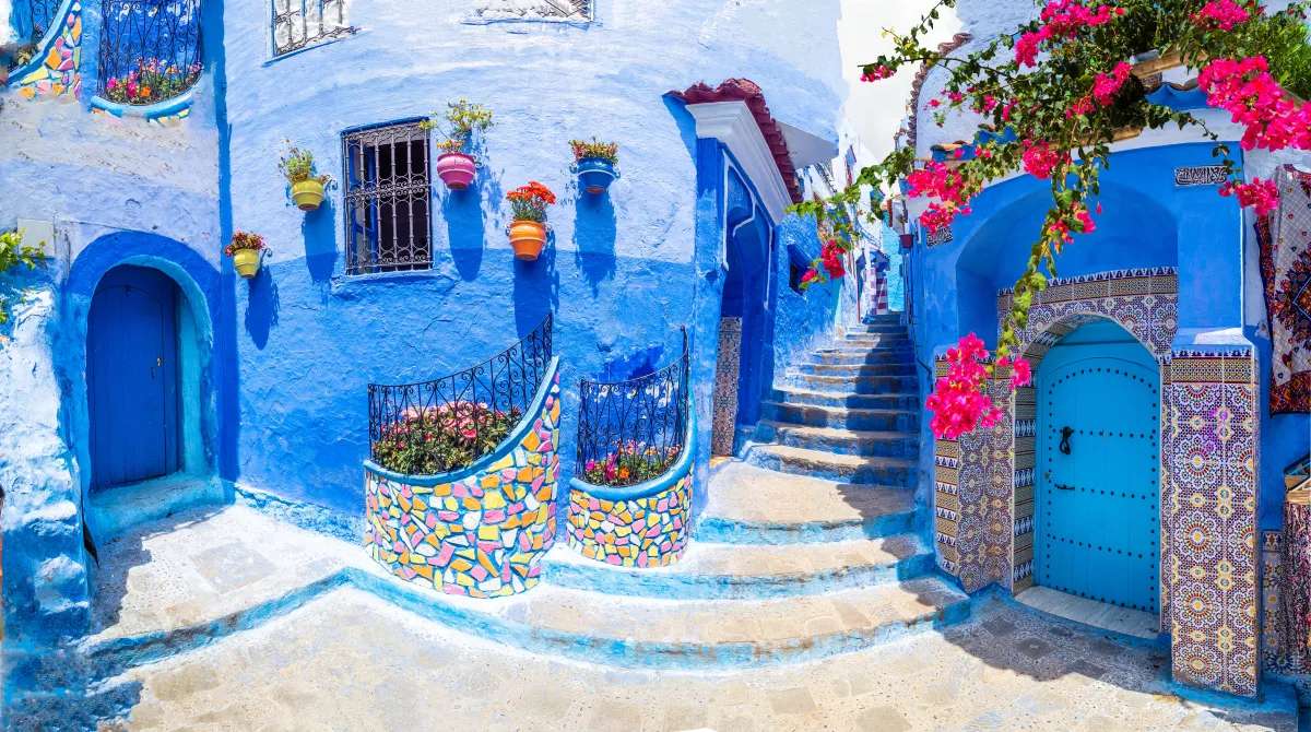 Błękitne miasto Chefchaouen w Maroku puzzle online