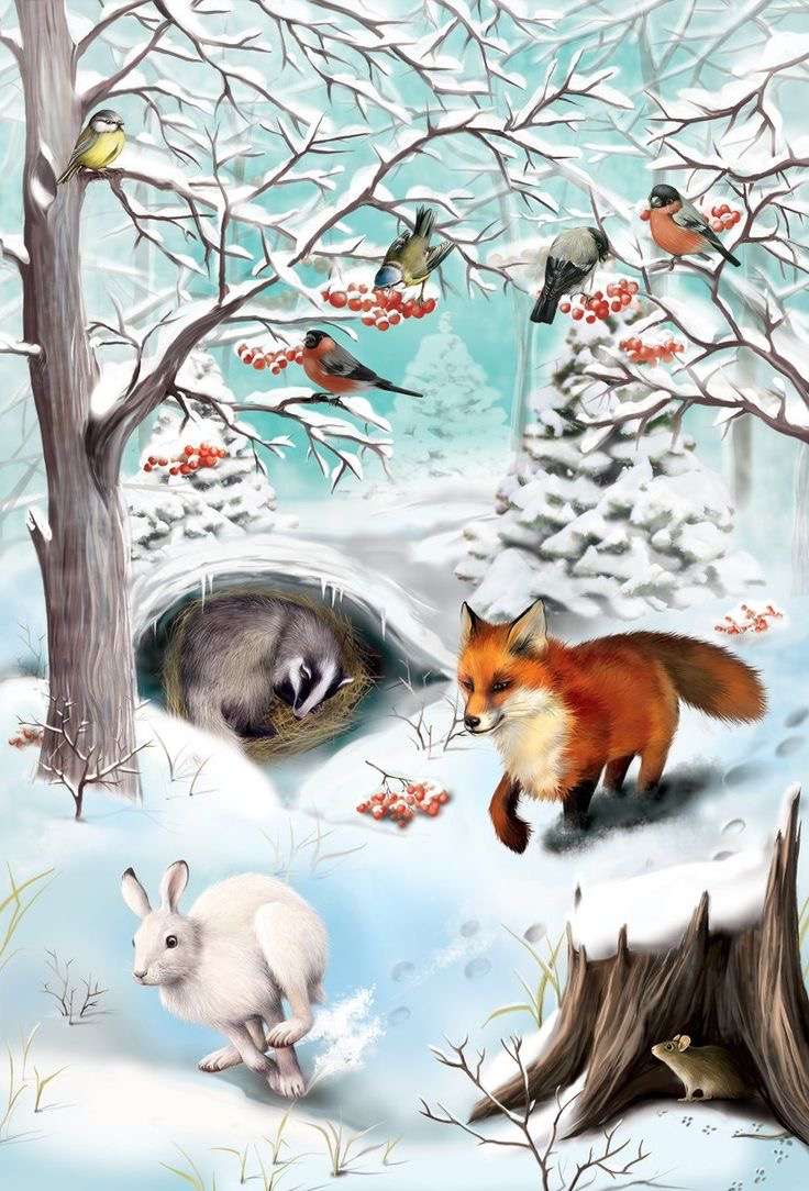 Życie zwierząt zimą puzzle online