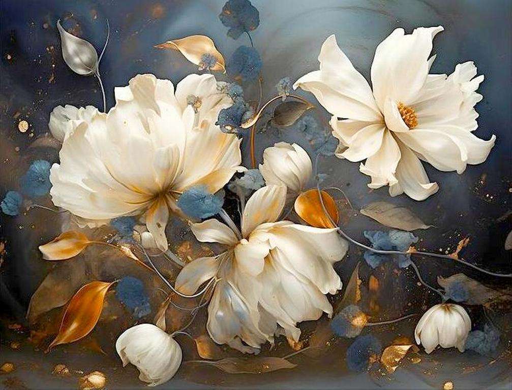 Duże białe kwiaty puzzle online
