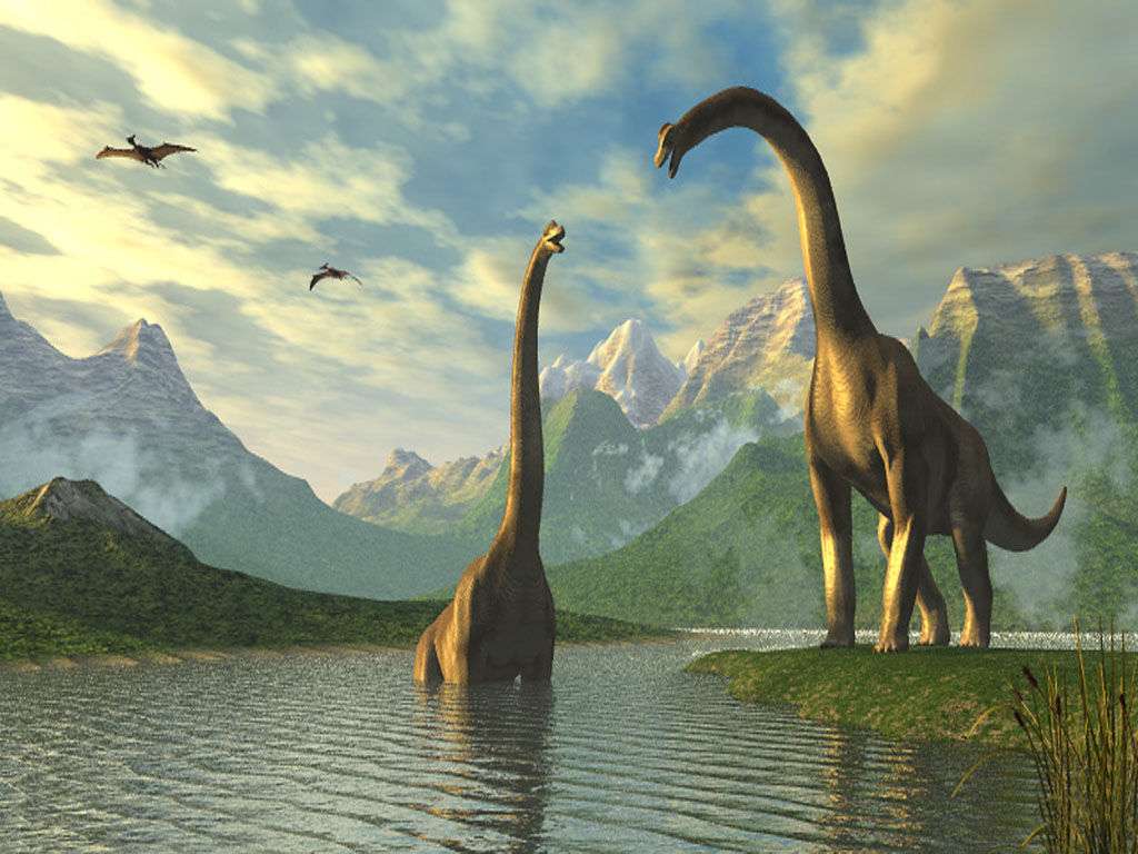 Długa szyja dinozaurów puzzle online
