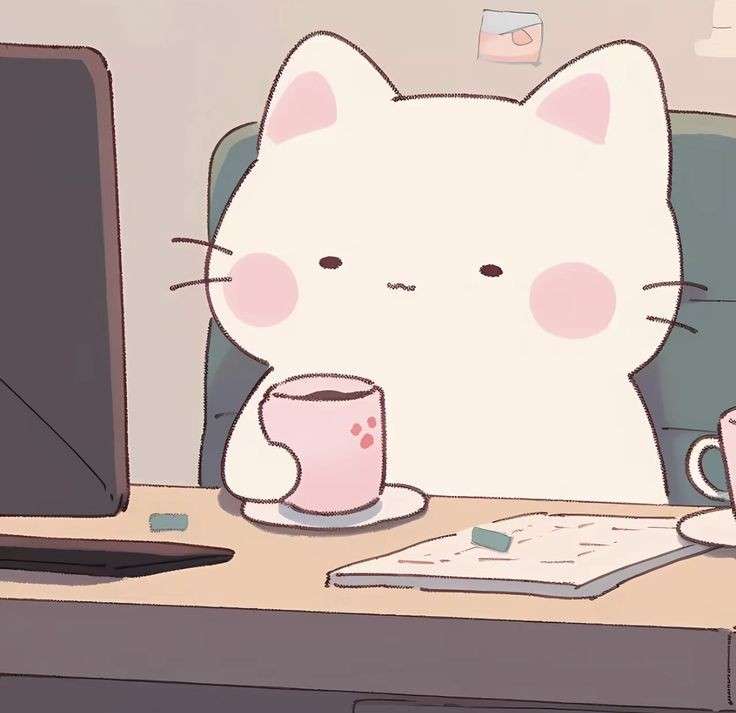 Kot pijący kawę puzzle online