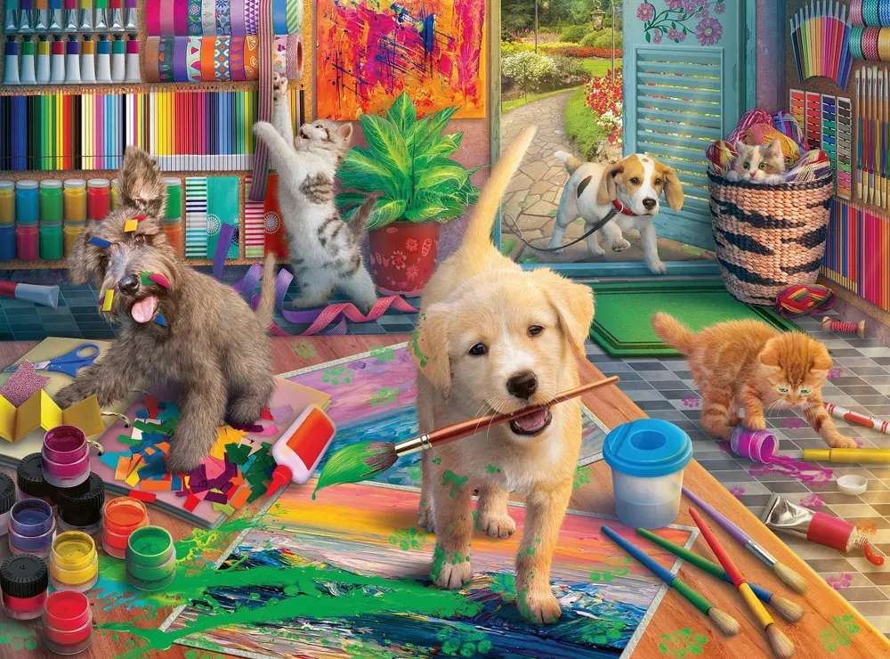 Kto wypuścił psy (i koty)? puzzle online
