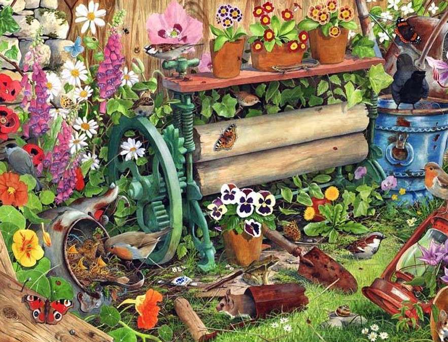Kwiatki w ogrodzie puzzle online