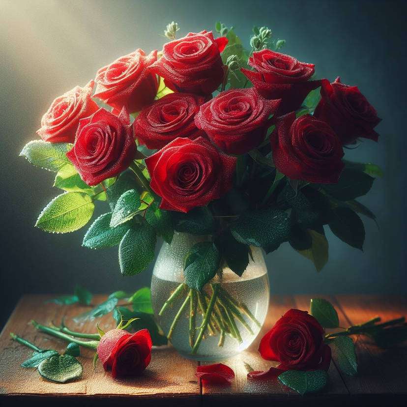 Bukiet czerwonych róż. puzzle online