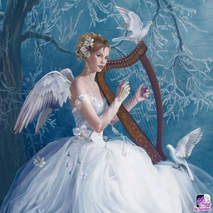 Anielica z harfą. puzzle online