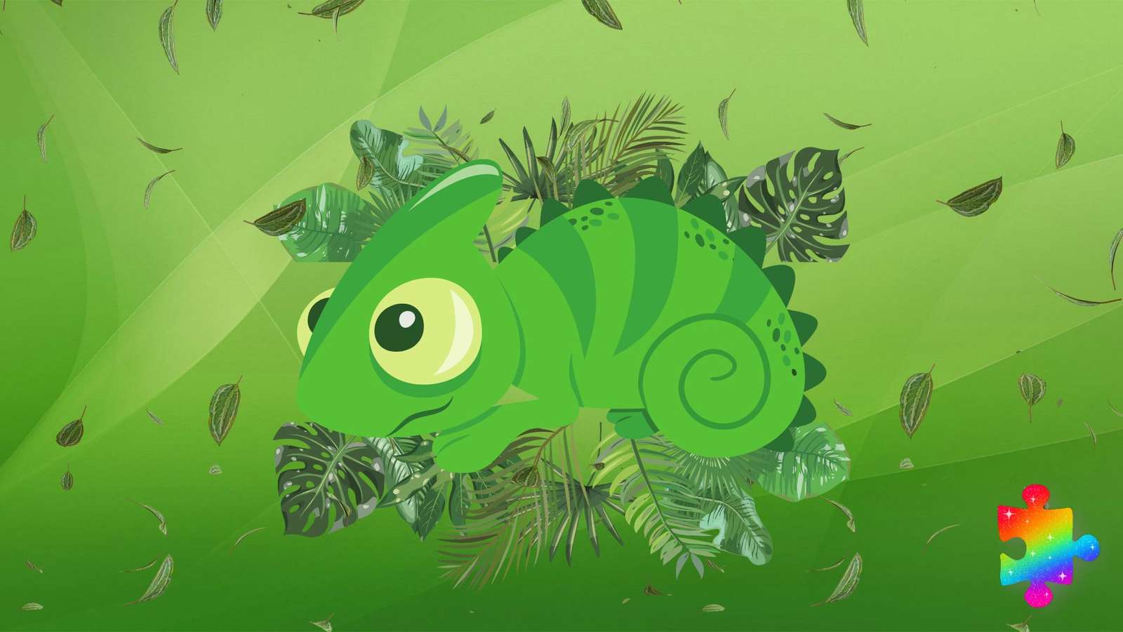 Zielony Kameleon puzzle online