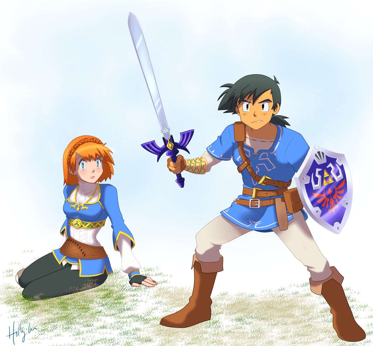 Ash i Misty jako Link i Zelda puzzle online