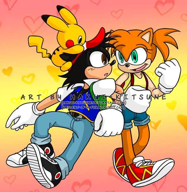 Ash i Misty jako postacie z Sonica puzzle online