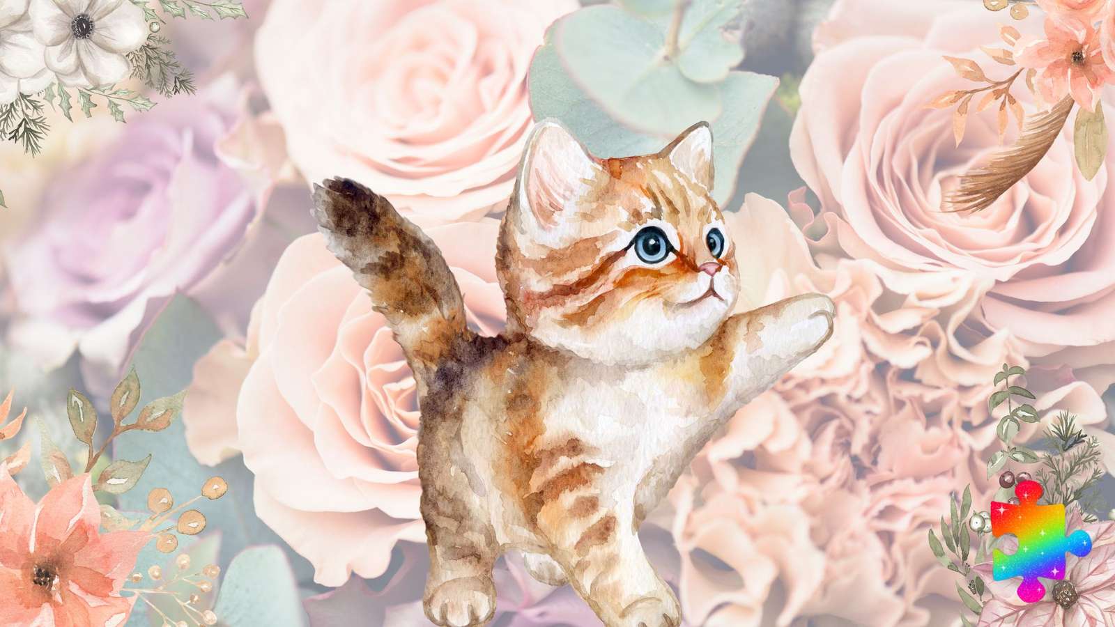 Kwiatowy kotek puzzle online