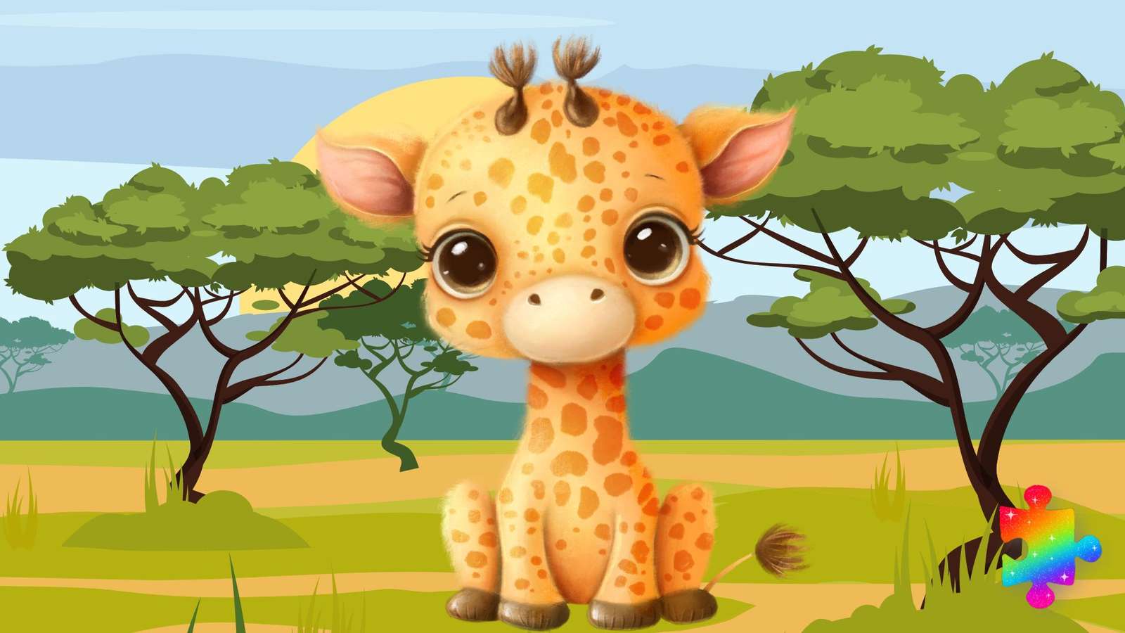 Śliczna żyrafa puzzle online
