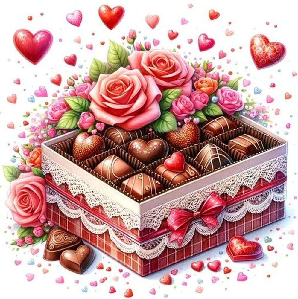 Walentynkowe pudełko czekoladek puzzle online