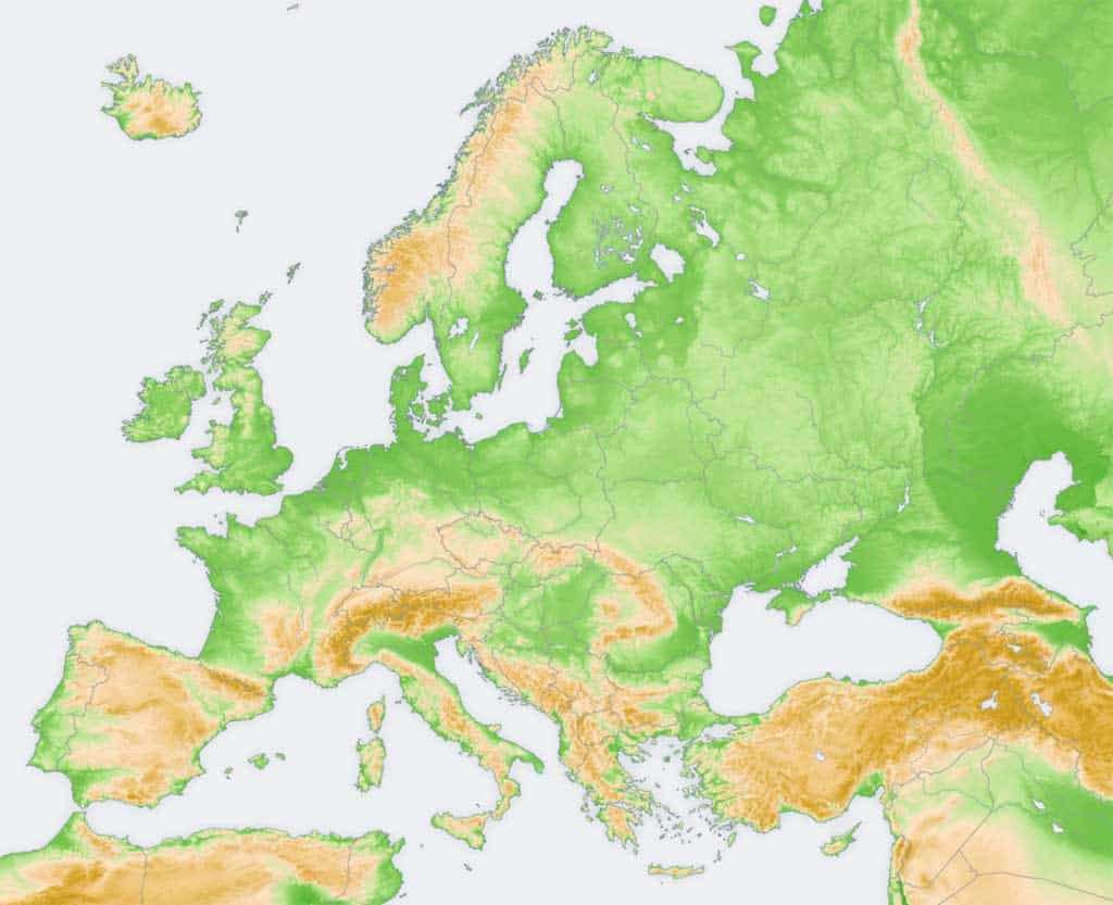 FIZYCZNA MAPA EUROPY puzzle online