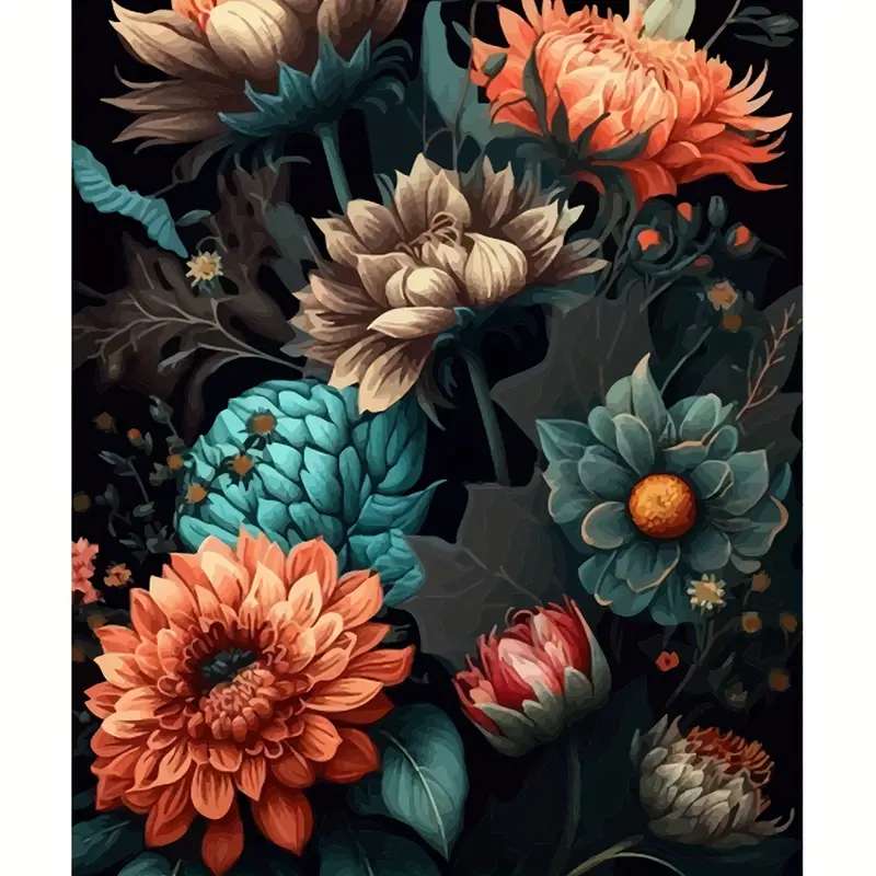kwiaty na ciemnym tle puzzle online