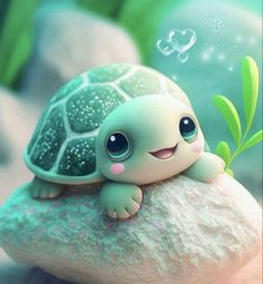 słodki zielony żółwik dla dzieci puzzle online