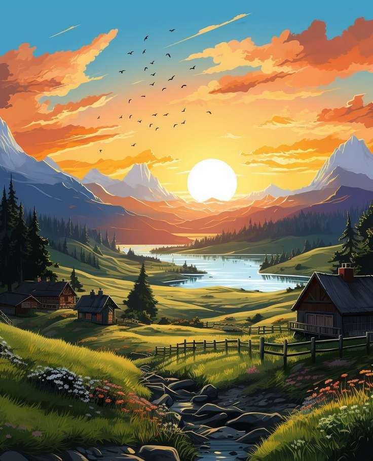 piękny górski krajobraz puzzle online