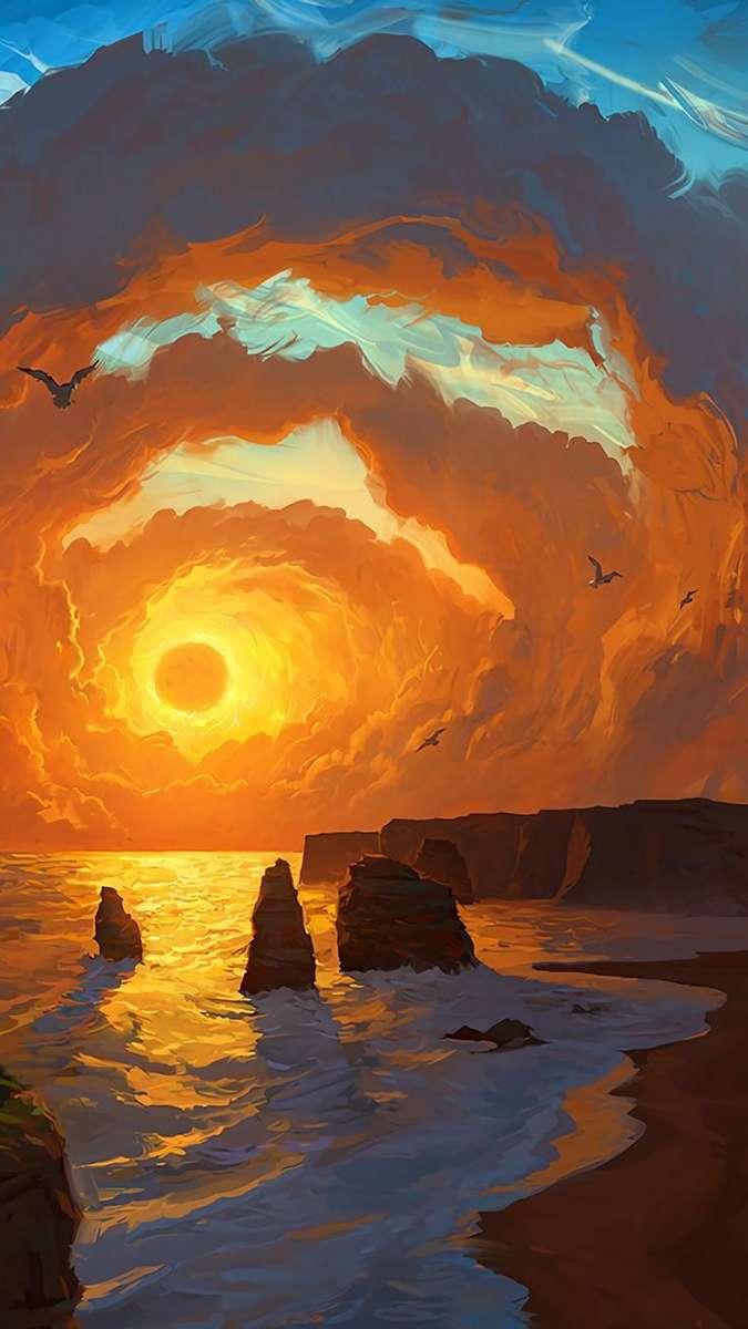 krajobraz zachodu słońca puzzle online
