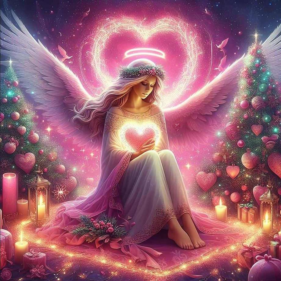 walentynkowy duch. Piękny anioł z sercem puzzle online