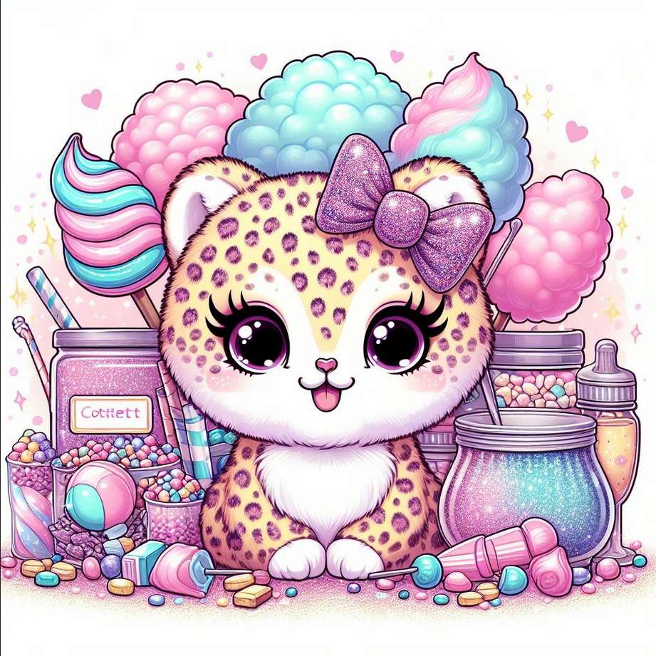 słodki, mały gepard i słodycze z okazji walentynek puzzle online