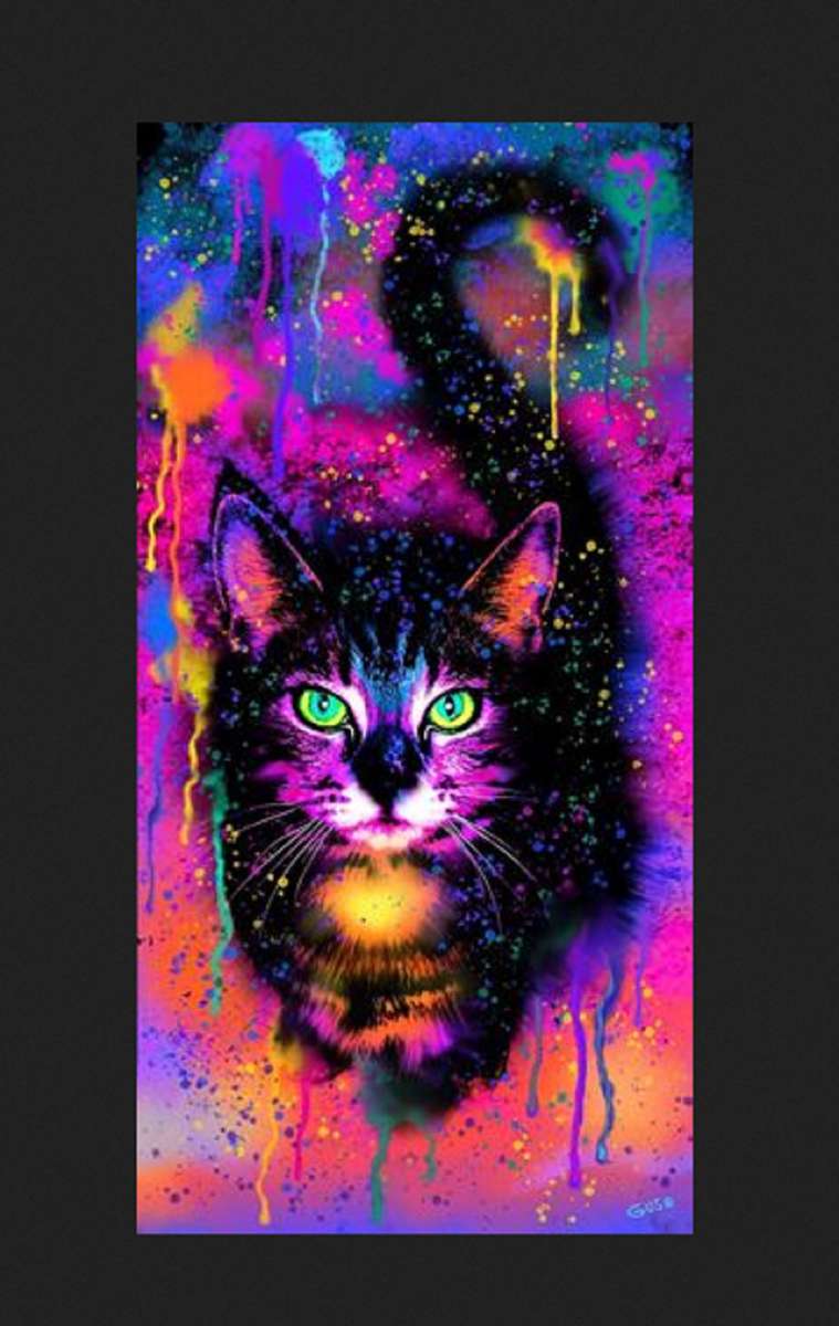 czarny malowany kot puzzle online