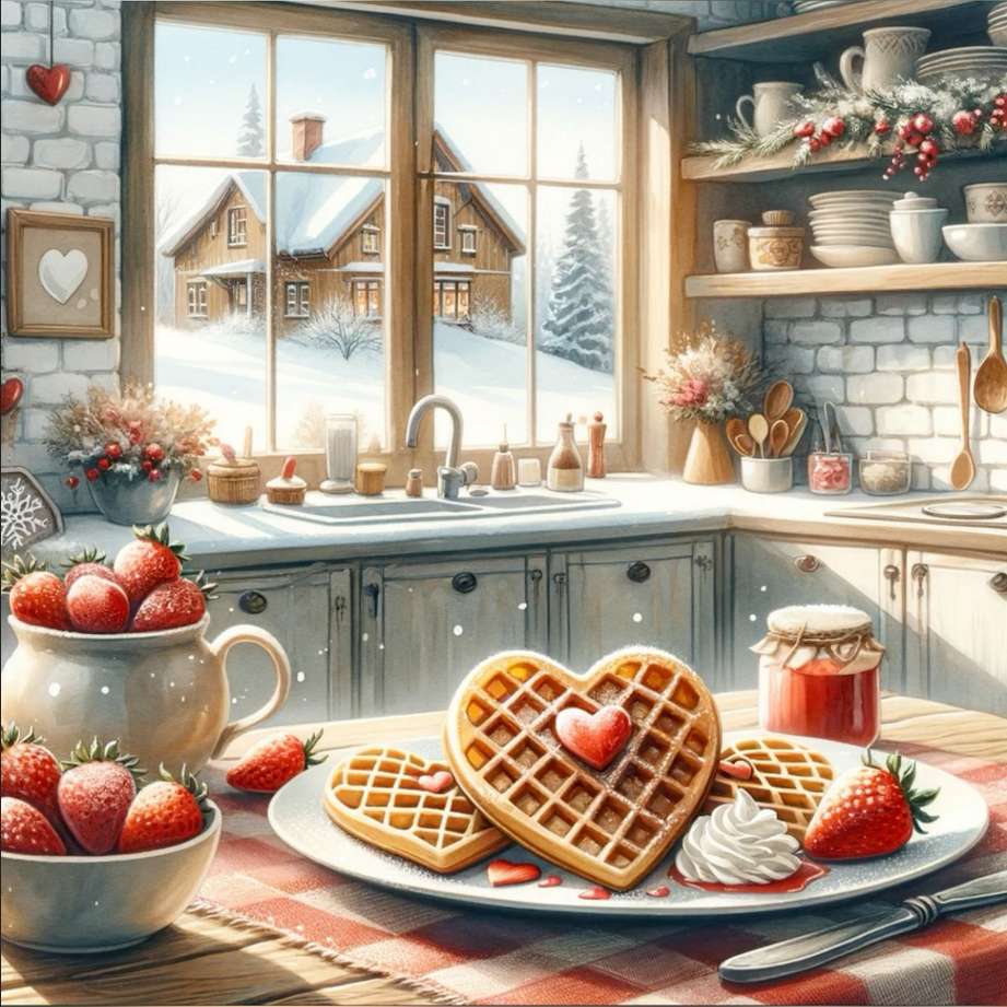 walentynkowe śniadanie-zima puzzle online