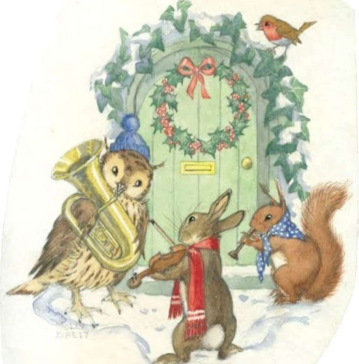 koncert świąteczny zwierząt leśnych puzzle online