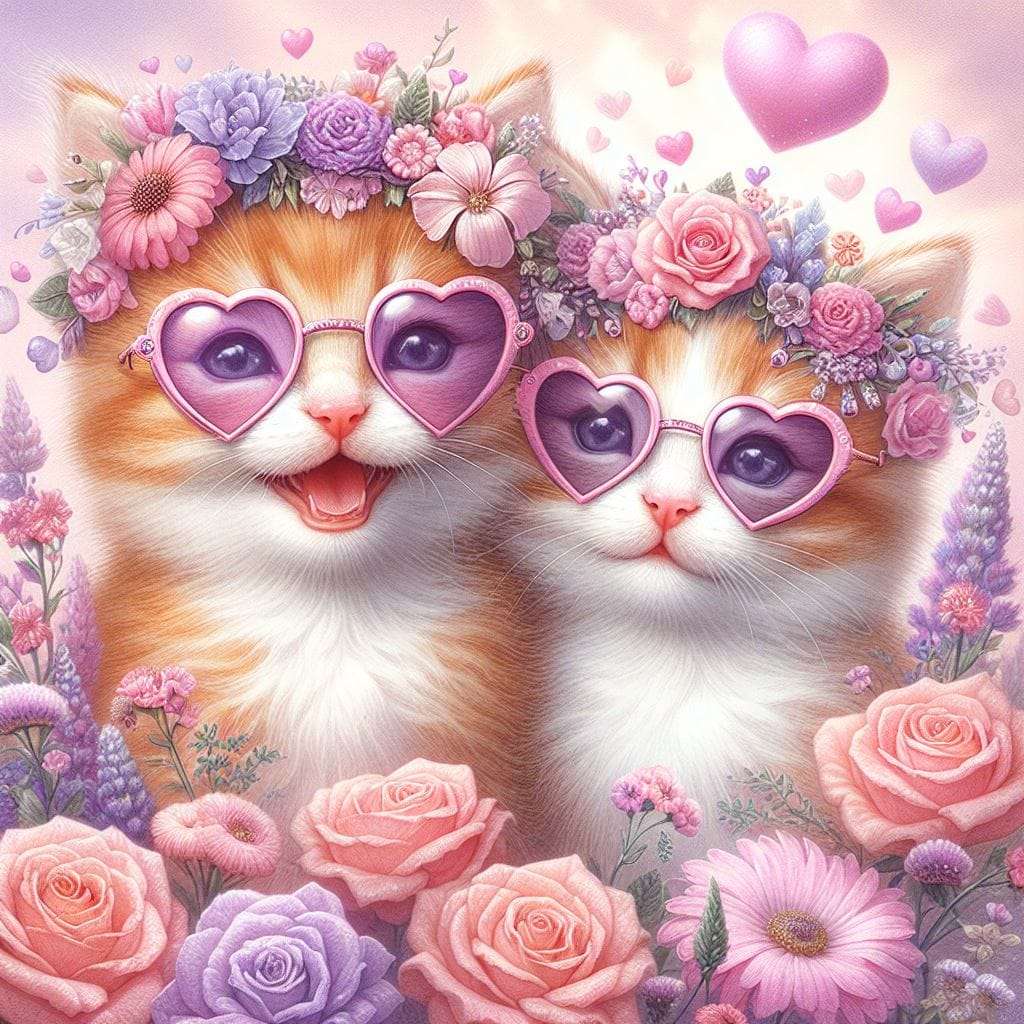 Walentynkowe koty puzzle online
