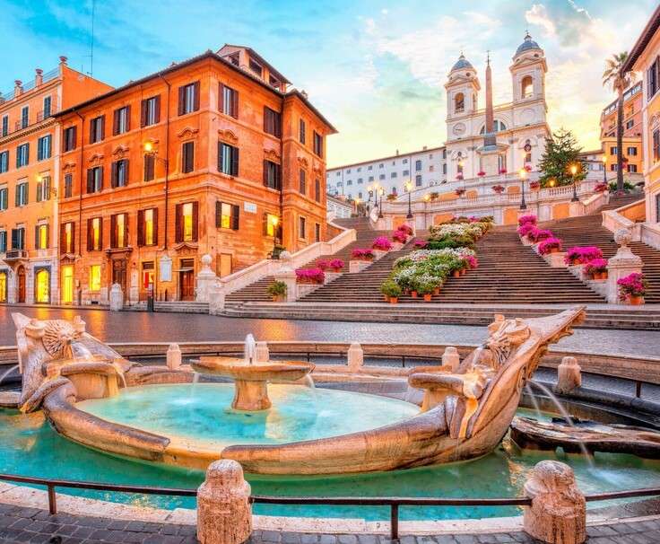Piazza de Spagna w Rzymie- hiszpańskie schody puzzle online