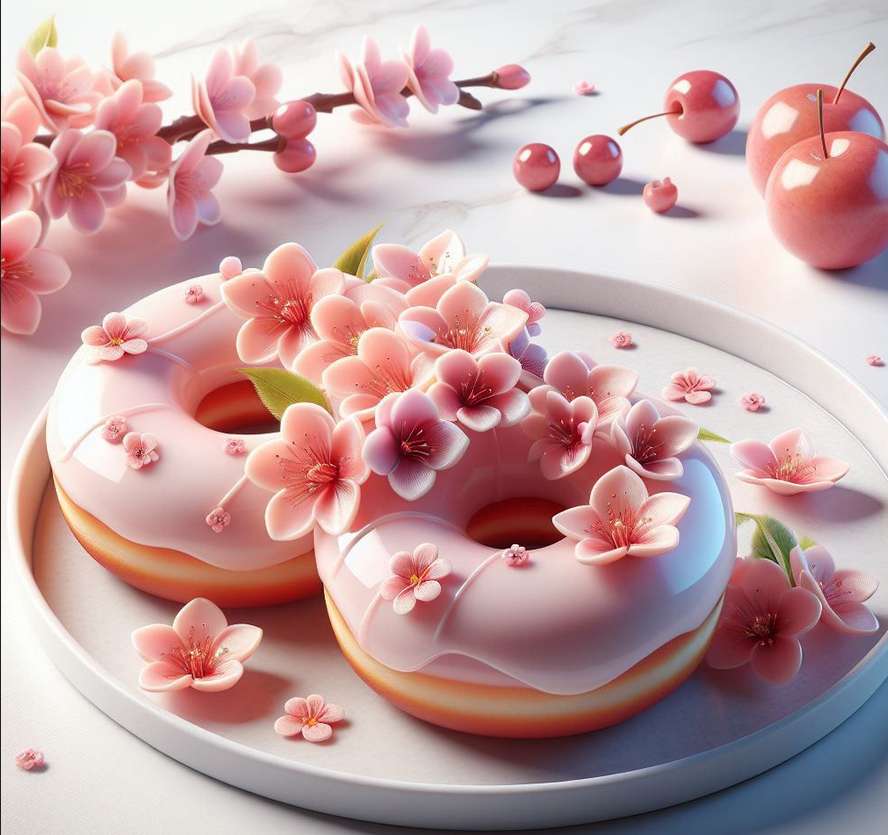 słodkie, różowe walentynkowe pączki puzzle online
