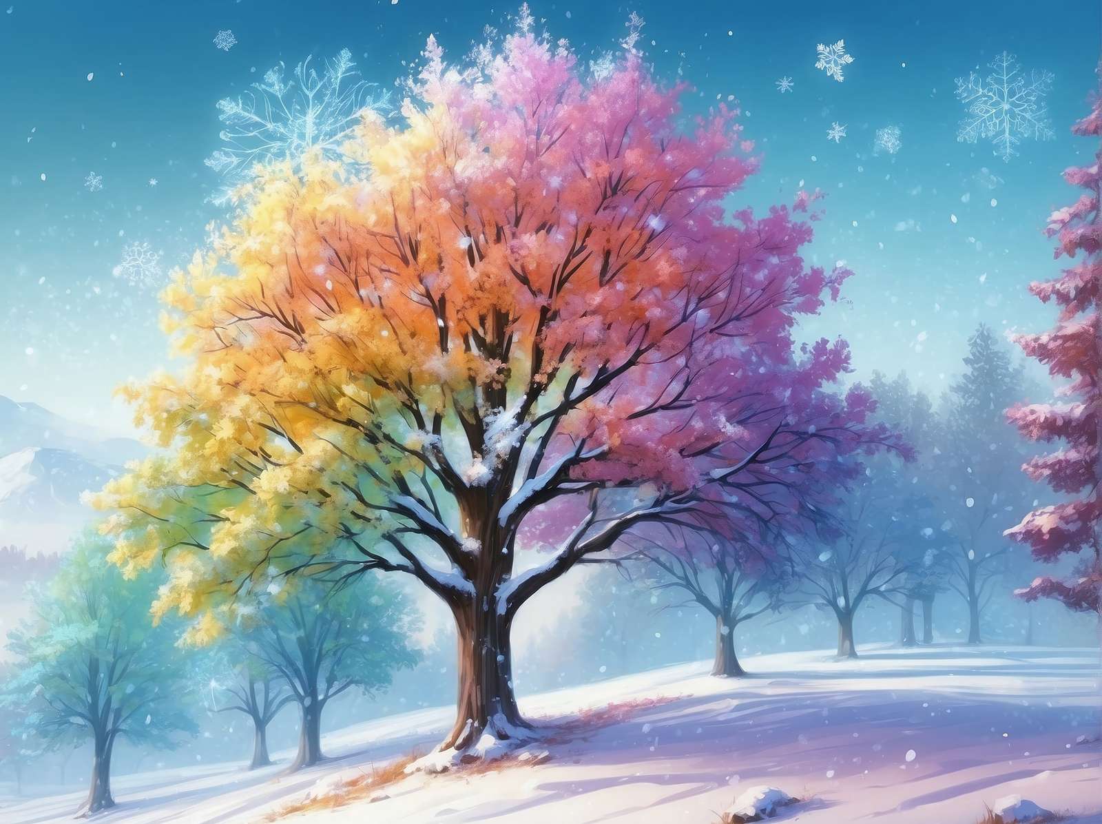 Zima w kolorze puzzle online