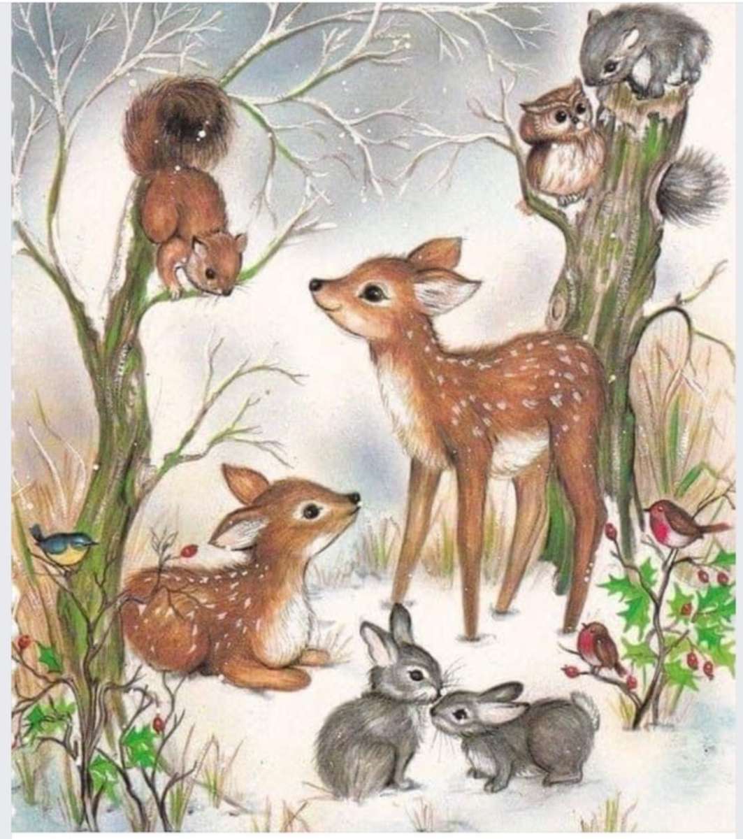 Spotkanie futrzanych ludzi i Bambi puzzle online