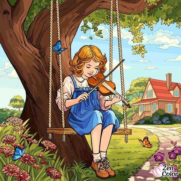 Mała dziewczynka gra na skrzypcach puzzle online