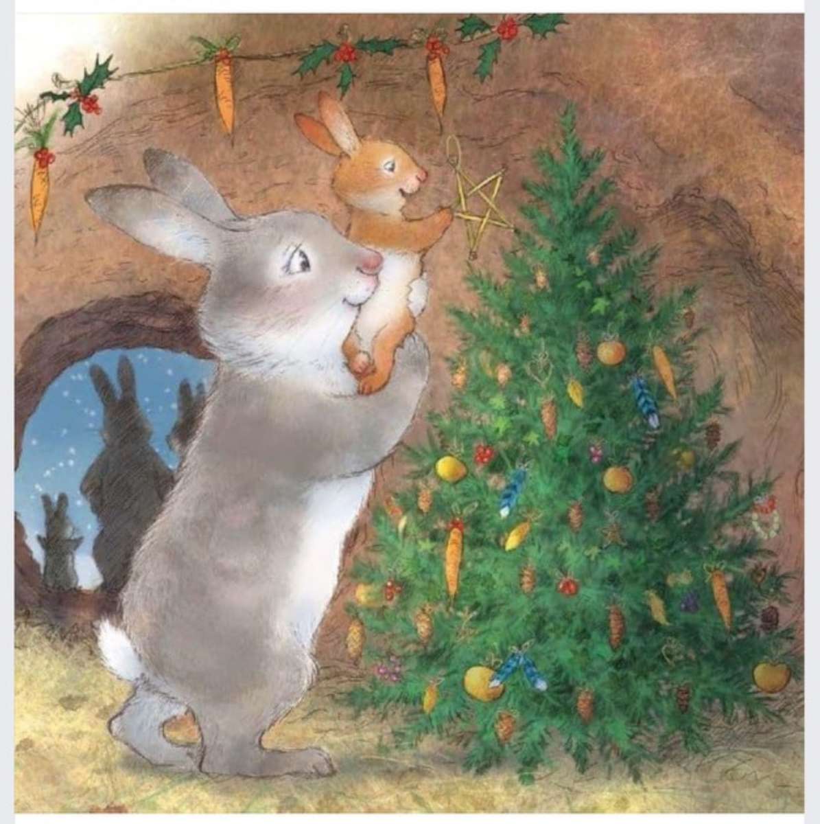 Mały króliczek przycina drzewo puzzle online
