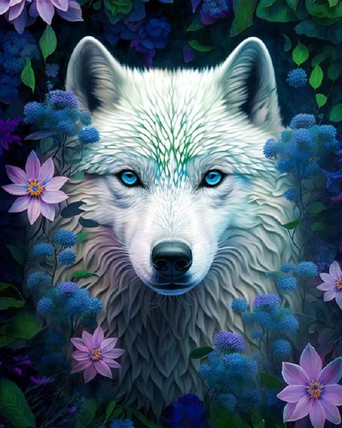 biały wilk puzzle online