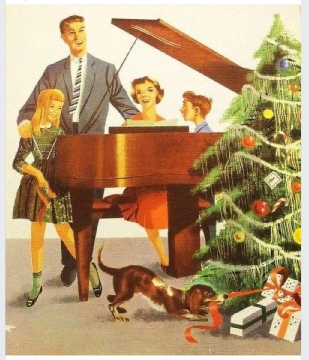 Vintage Boże Narodzenie przy fortepianie puzzle online