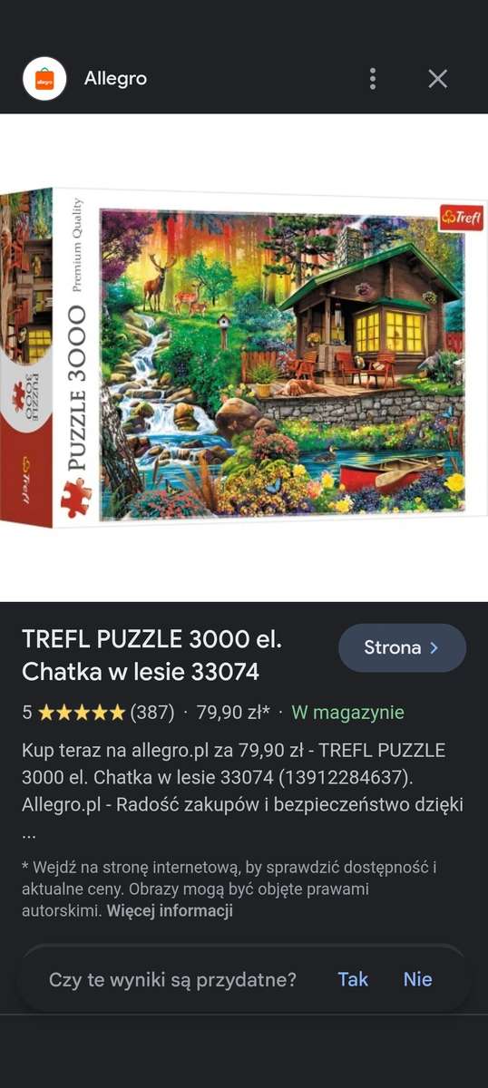 PUZZLE TREFL 3000 33074 CHATKA W LESIE puzzle online