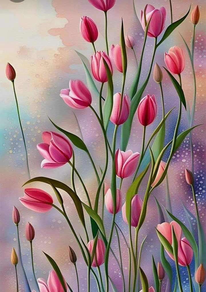 malowane tulipany puzzle online