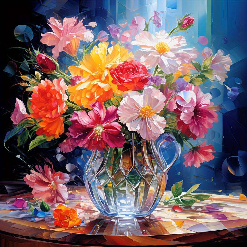 polne kwiaty w szklanym wazonie puzzle online