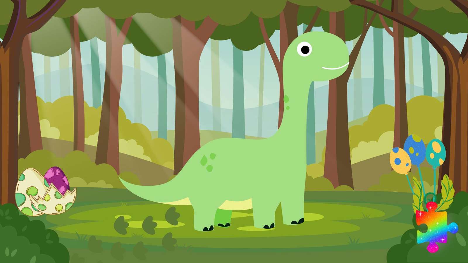 Szczęśliwy dinozaur puzzle online