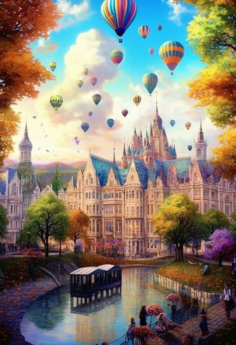 Balony nad wielkim miastem puzzle online
