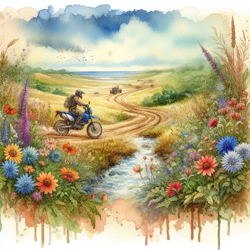 niebieski motocykl terenowy i jeździec puzzle online