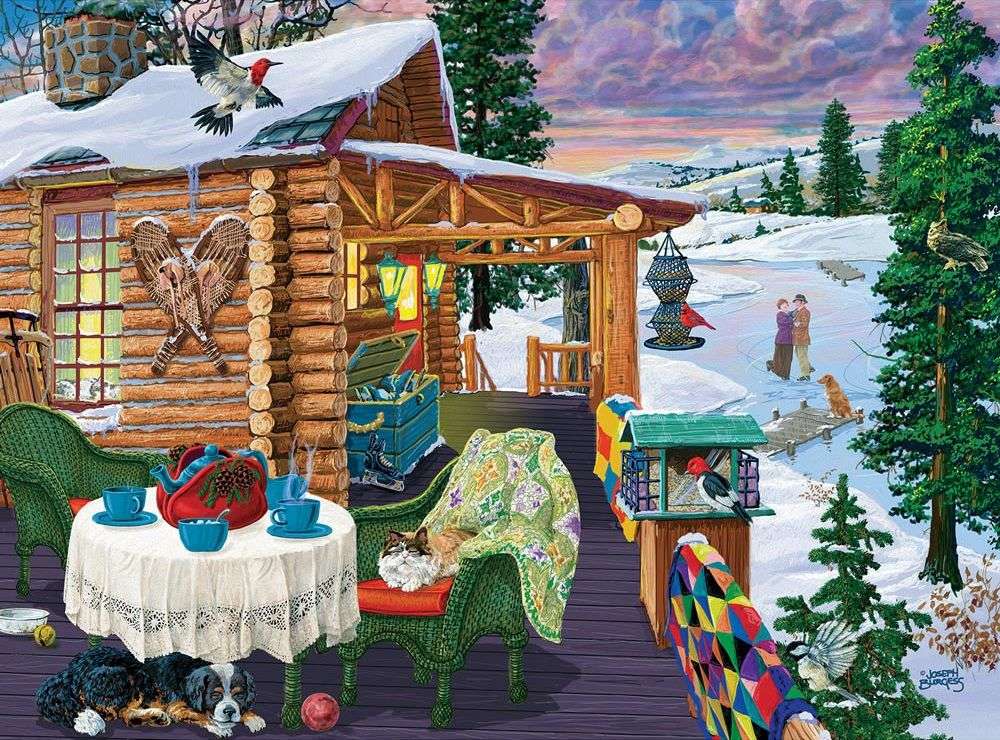 Obrazek zimowy w górach puzzle online