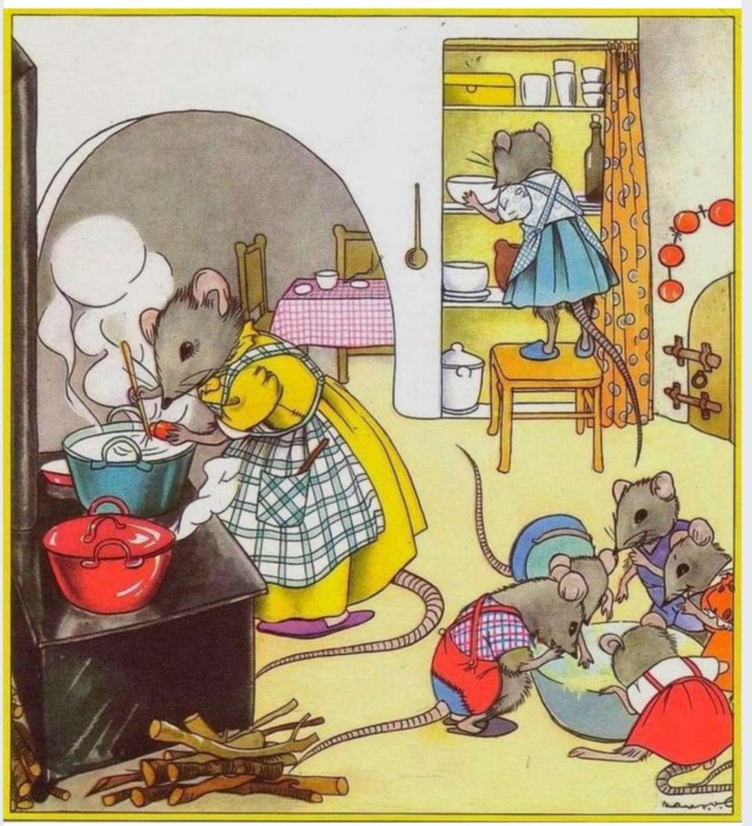 Śniadanie w domu myszy. puzzle online