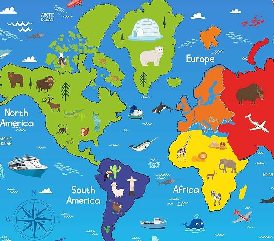Kontynenty. Zwierzęta puzzle online